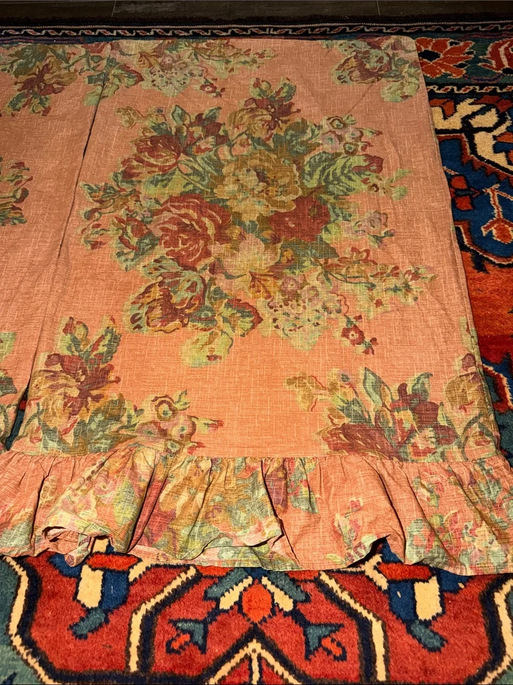 Vintage 1980s Ralph Lauren MAURA Pair Standard Pillowcases Ruffled Floral Pair